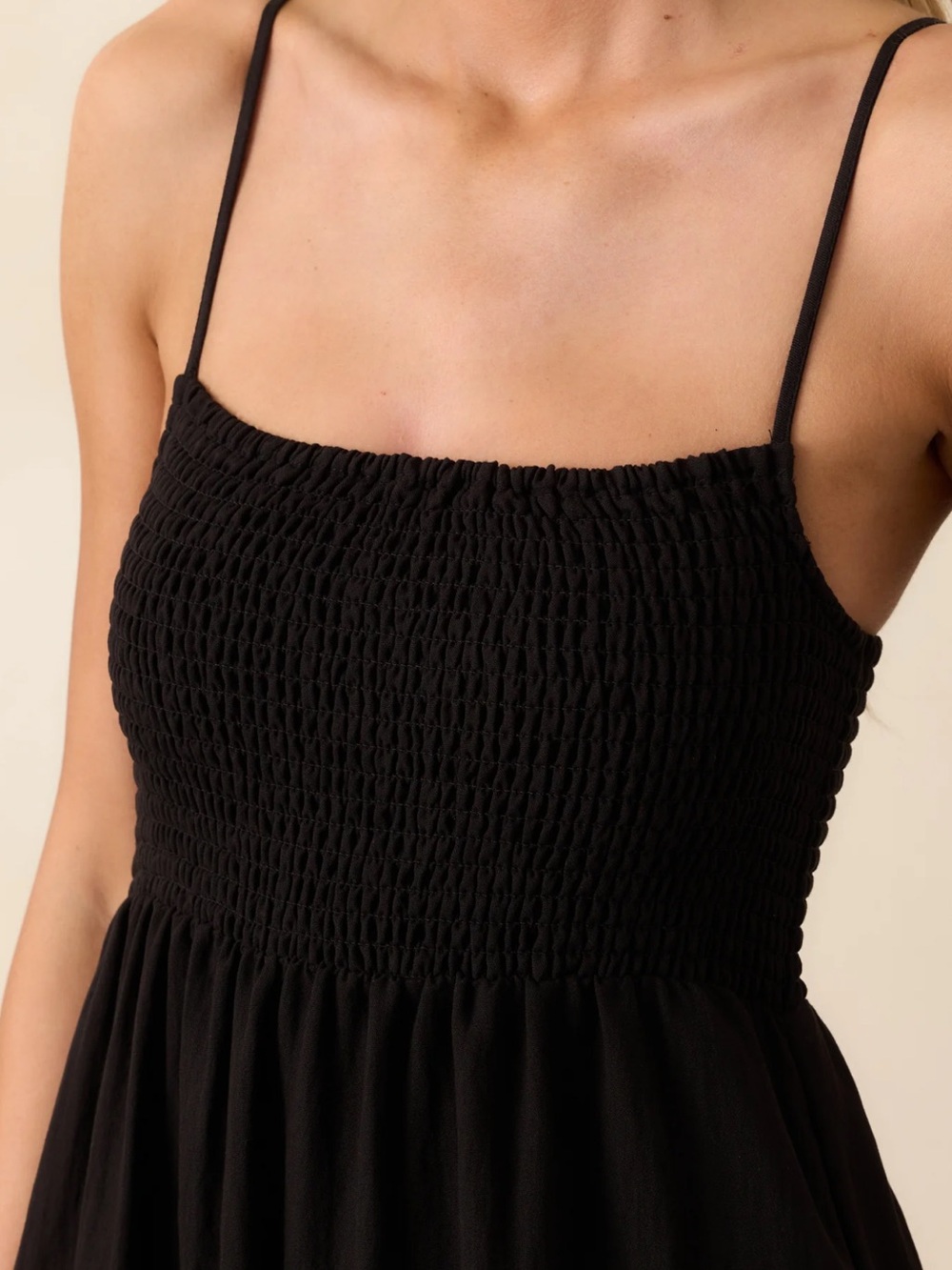 Z Supply Black Smocked Waist Midi Dress - Picture 8 of 11